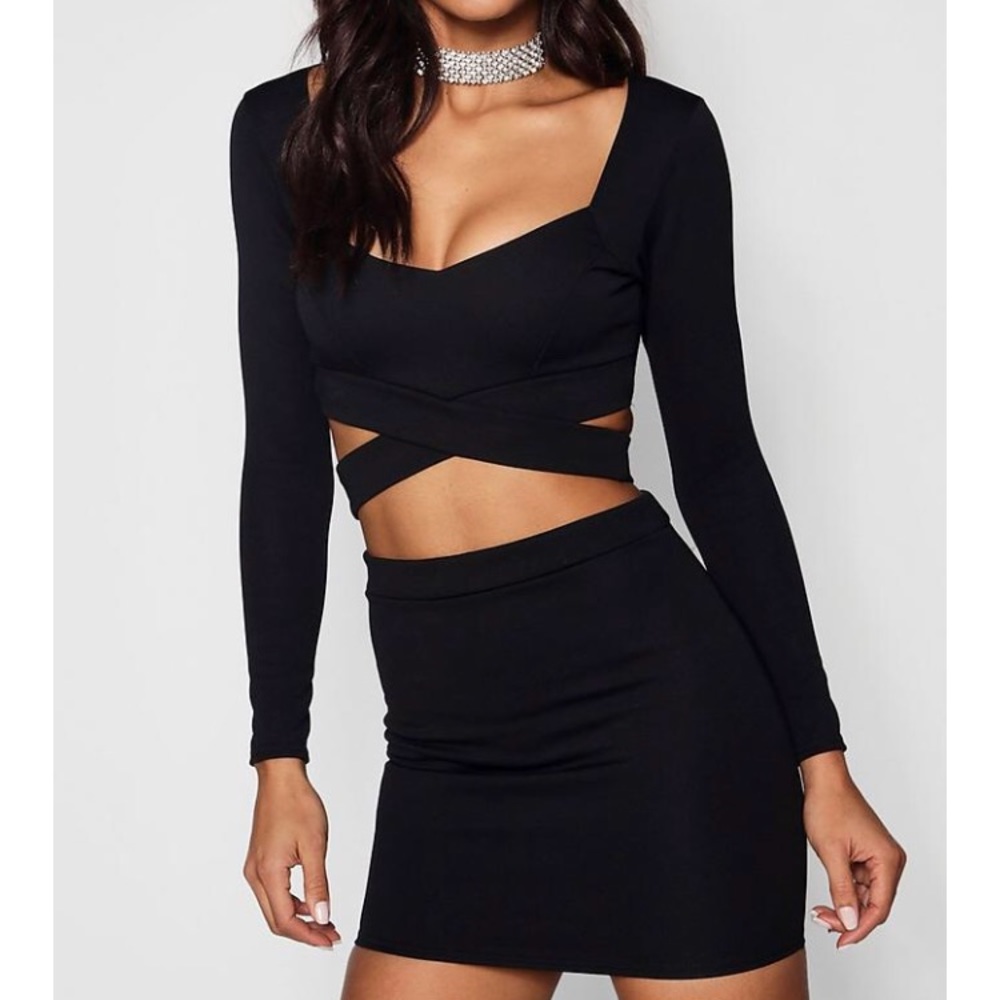 Top and Skirt Black Party Set